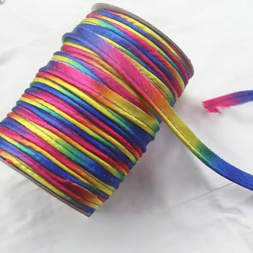 GUOZIF Buntes 10 mm Polyester-Schrägband mit Kordel-Paspelband zum Säumen, Basteln, handgefertigte Accessoires, Nähband von GUOZIF