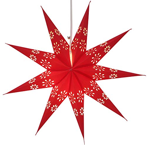 GURU SHOP Faltbarer Advents Leucht Papierstern, Weihnachtsstern 40 cm - Phoenix Rot, Star Fensterdeko von GURU SHOP