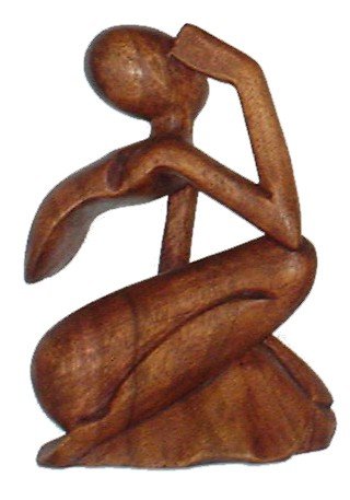 GURU SHOP Holzfigur, Statue, Deko Objekt Feng Shui - `Denker`, Braun, Größe/Farbe: 30 cm/Dunkel, Dekoobjekte von GURU SHOP