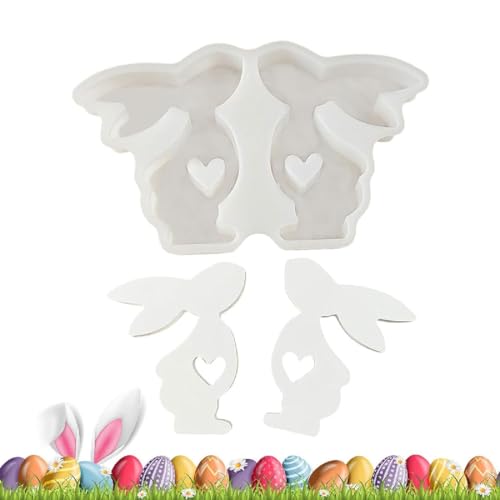 Silikonform Hase, Silikonformen GießFormen Ostern, Silikonform Ostern Hase, Silikonform Hase mit Herz, Ostern Hase Silikonformen, Silikonform Osterhase mit Herz für DIY Osterhase Deko von GUSHE