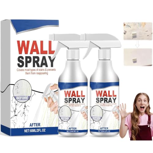 GUSHE Magic Wall Repair Spray Set - Staub- und schmutzabweisend, magisches Wandreparaturspray Set, Fleckenentferner für Wanddecken, Wall Stain Removal Spray, Sprühfarbe für die Wand weiß, 60ML (2) von GUSHE