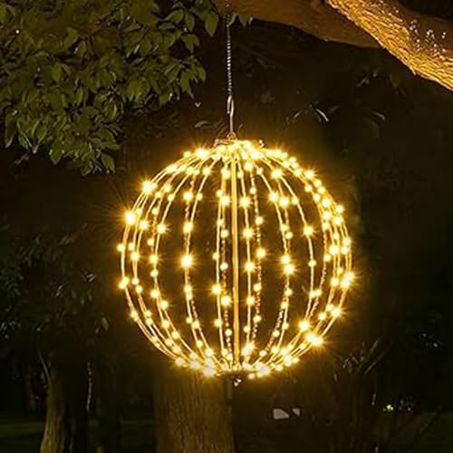 Indoor Outdoor Light up Spheres, LED Weihnachtsbeleuchtung Außen, LED Kugel Weihnachten, 30cm Hängende Kugel Lichter, Wasserdichte Weihnachtsdeko Lichterkette für Garten Party Innen Außen (Warm) von GUSHE