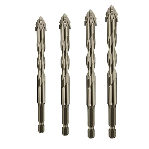 New Four-Flute Sawtooth Eccentric Drill Bit, Hochfester Exzenterbohrer, vierschneidiger Sägezahn-Exzenterbohrer, Multifunktionsbohrer-Sets für Fliesen, Glas, Metall, Holz, Ziegelwand (6/8/10/12mm) von GUSHE