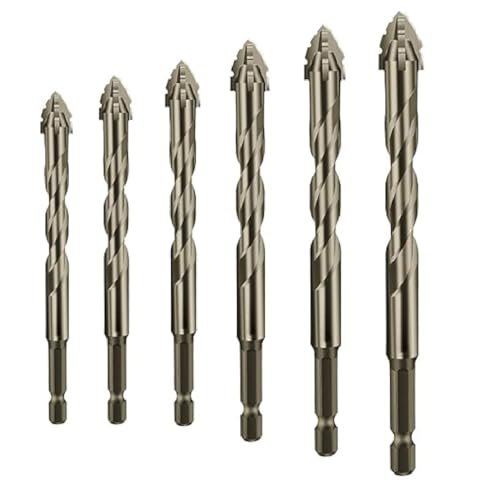 New Four-Flute Sawtooth Eccentric Drill Bit, Hochfester Exzenterbohrer, vierschneidiger Sägezahn-Exzenterbohrer, Multifunktionsbohrer-Sets für Fliesen, Glas, Metall, Holz, Ziegelwand (4/5/6/8/10/12mm) von GUSHE