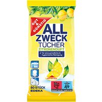 GUT&GÜNSTIG feuchte Allzweck-Reinigungstücher ZITRONENDUFT 1-lagig weiß, 80 Tücher von GUT&GÜNSTIG