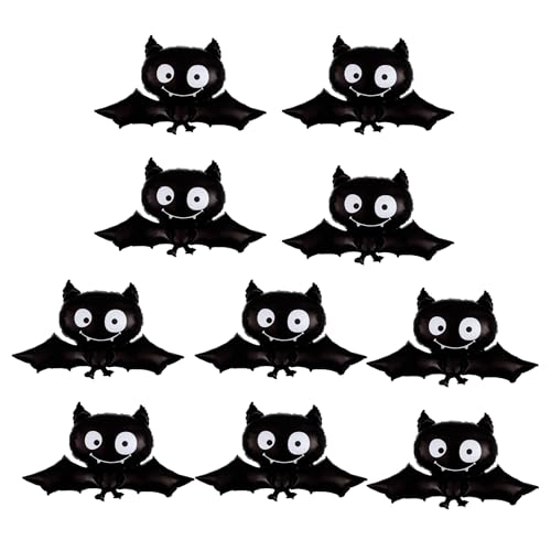 GUTERTOP 10 Stück Halloween Deko Fledermaus Folienballon, Vampir-Fledermaus Wiederverwendbare Requisiten für Halloween Fasching Karneval Kinder Geburtstag Party Deko von GUTERTOP