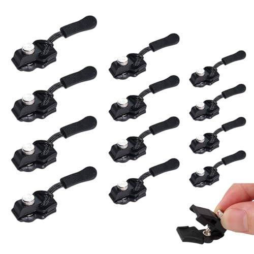 GUTERTOP 12 Stück Reparatur Reißverschluss Reparatur Set, 3 Größen Fix Reissverschluss Zipper, Ersatz Zipper für Reißverschlüsse (Schwarz) von GUTERTOP