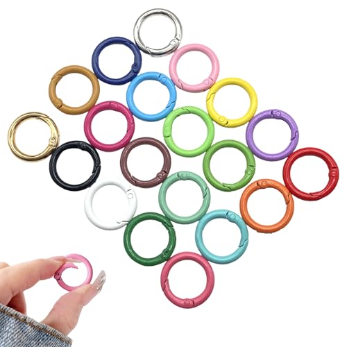 GUTERTOP 20 Stück Karabiner Rund, 25mm Karabinerhaken Rund Schlüsselring, O Ring für Bastelarbeiten DIY Taschenringe Schlüssel Taschenzubehör(20 Farben) von GUTERTOP