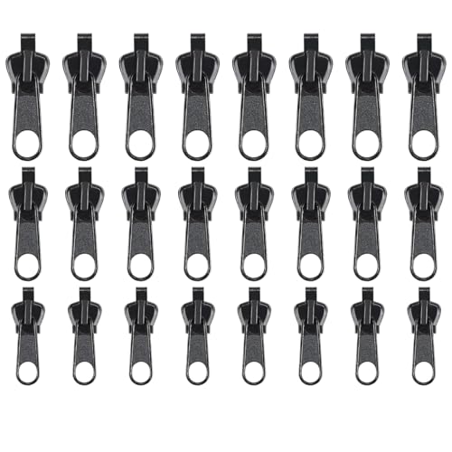 GUTERTOP 24 Stück Reißverschluss Ersatz Zipper, Universal Reissverschluss Reparatur Set, Reisverschluss-Fix-Kit für Jacken Koffer und Rucksäcke Abnehmbar (Schwarz) von GUTERTOP