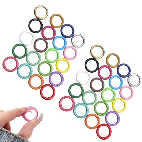 GUTERTOP 40 Stück Karabiner Rund, 25mm Karabinerhaken Rund Schlüsselring, O Ring für Bastelarbeiten DIY Taschenringe Schlüssel Taschenzubehör(20 Farben) von GUTERTOP