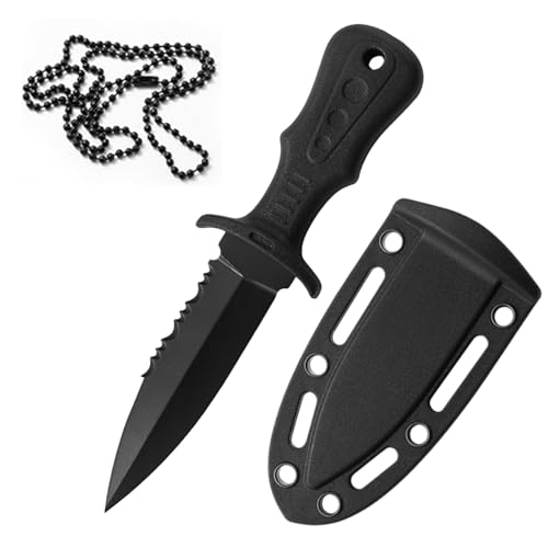 GUTERTOP Neck Knife Messer mit Scheide, EDC Messer, 12cm Outdoormesser mit rutschfesten Griff für Outdoor Survival von GUTERTOP