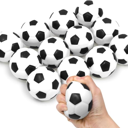 Mini Fussball Stressball Kinder Erwachsene: Fußball Stressbälle, Schaumstoffball Fussball, Antistressball für Kinder und Erwachsene - Fussball Mitgebsel Jungen Spielpreise Gastgeschenke Party von GUUFOO