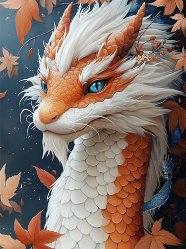 5D Diamond Painting Drachen, Diamond Painting Erwachsene Ahornblatt Diamant Painting Bilder Kinder DIY Full Drill Mosaic Making, Basteln Erwachsene Malerei für Wall Aesthetic Room Decor 20x30cm 2-TX-D von GUUOYUAL