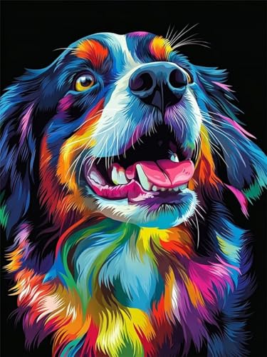 5D Diamond Painting Erwachsene Kits Hund DIY Diamond Painting Bilder, Tier Mosaikherstellung Malen Nach Zahlen Full Drill Cross Stickerei Malerei Kits für Schlafzimmer Home Wand Décor 100x135 cm A-93 von GUUOYUAL