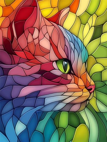 5D Diamond Painting Katze, Diamond Painting Erwachsene Tier Diamant Painting Bilder Kinder DIY Full Drill Mosaic Making, Basteln Erwachsene Kunst Malerei für Wall Aesthetic Room Decor 20 x 30 cm L-TX von GUUOYUAL