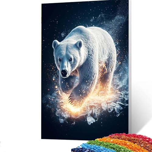 5D Diamond Painting Kinder Bär, Diamond Painting Erwachsene Eisbär Bastelset Erwachsene Malen nach Zahlen mit Diamant 100x135 cm,Crystal Art Kreatives für Mädchen,Geschenke für Frauen,Wand Deko D/6268 von GUUOYUAL