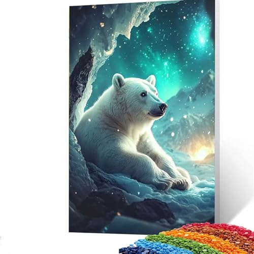 5D Diamond Painting Kinder Bär, Diamond Painting Erwachsene Schneeszene Bastelset Erwachsene Malen nach Zahlen mit Diamant 40x55cm,Crystal Art Kreatives für Mädchen,Geschenke für Frauen,Wand Deko 4/62 von GUUOYUAL