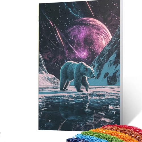 5D Diamond Painting Kinder Bär, Diamond Painting Erwachsene Sternenhimmel Bastelset Erwachsene Malen nach Zahlen mit Diamant 40x55cm,Crystal Art Kreatives für Mädchen,Geschenke für Frauen R/6252 von GUUOYUAL