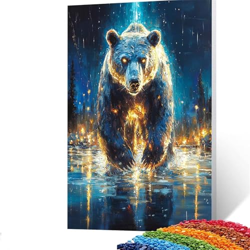 5D Diamond Painting Kinder Bär, Diamond Painting Erwachsene Tier Bastelset Erwachsene Malen nach Zahlen mit Diamant 100 x 135 CM, Crystal Art Kreatives für Mädchen und Geschenke für Frauen GYL435 von GUUOYUAL