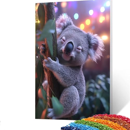 5D Diamond Painting Kinder Baum, DIY Diamant Painting Bilder Koala, Bastelset Erwachsene Enthält Ein Komplettes Set Diamond Painting Zubehör 80x110CM für Deko Wohnzimmer, Geschenk für Frauen V/572-6 von GUUOYUAL