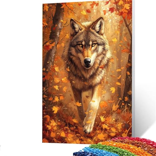 5D Diamond Painting Kinder Baum, DIY Diamant Painting Bilder Wolf, Bastelset Erwachsene Enthält Ein Komplettes Set Diamond Painting Zubehör 50 x 70 CM für Deko Wohnzimmer, Geschenk für Frauen 3/404-3 von GUUOYUAL