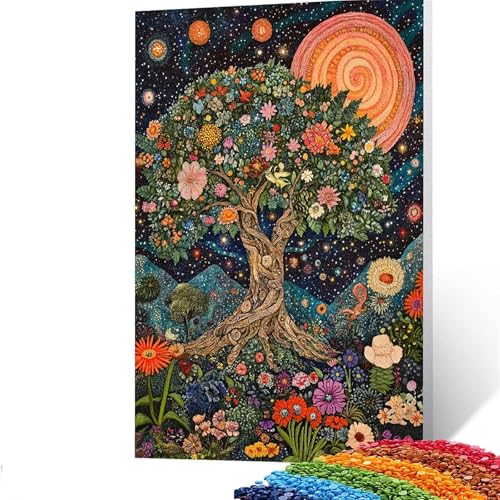 5D Diamond Painting Kinder Baum, Diamond Painting Erwachsene Blume Bastelset Erwachsene Malen nach Zahlen mit Diamant 30 x 40 CM, Crystal Art Kreatives für Mädchen und Geschenke für Frauen GYL385 von GUUOYUAL