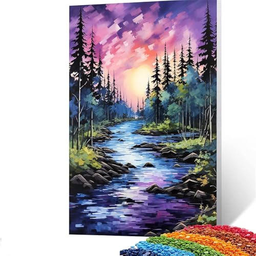 5D Diamond Painting Kinder Baum, Diamond Painting Erwachsene Landschaft Bastelset Erwachsene Malen nach Zahlen mit Diamant 60 x 80cm, Crystal Art Kreatives für Mädchen und Geschenke für Frauen GYL445 von GUUOYUAL