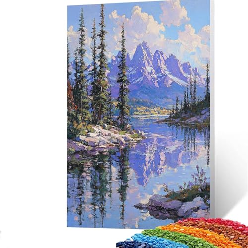 5D Diamond Painting Kinder Berg, DIY Diamant Painting Bilder Baum, Bastelset Erwachsene Enthält Ein Komplettes Set Diamond Painting Zubehör für Deko Wohnzimmer, Geschenk für Frauen 60 x 80 cm GYL661 von GUUOYUAL