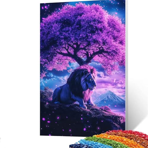 5D Diamond Painting Kinder Blume, Diamond Painting Erwachsene Löwe Bastelset Erwachsene Malen nach Zahlen mit Diamant 40 x 55 CM, Crystal Art Kreatives für Mädchen und Geschenke für Frauen GYL979 von GUUOYUAL