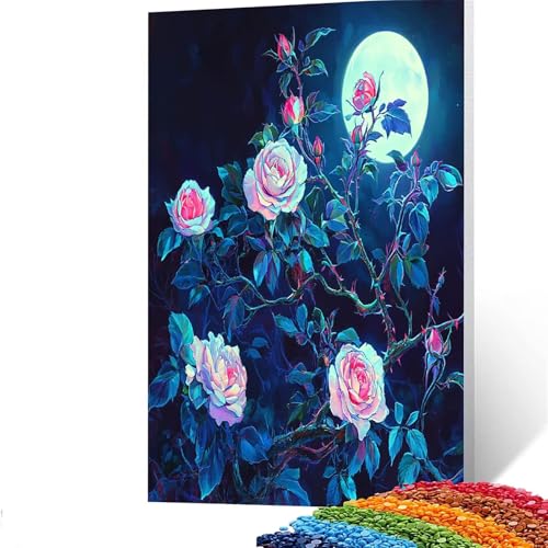 5D Diamond Painting Kinder Blume, Diamond Painting Erwachsene Mond Bastelset Erwachsene Malen nach Zahlen mit Diamant 100 x 135 cm, Crystal Art Kreatives für Mädchen und Geschenke für Frauen GYL464 von GUUOYUAL