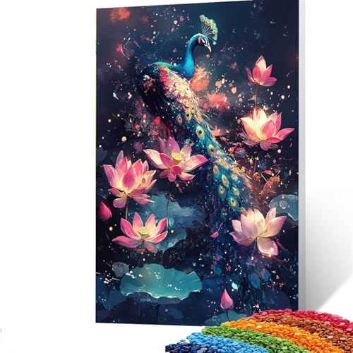 5D Diamond Painting Kinder Blume, Diamond Painting Erwachsene Pfau Bastelset Erwachsene Malen nach Zahlen mit Diamant 100x135 cm,Crystal Art Kreatives für Mädchen,Geschenke für Frauen,Wand Deko 4/3868 von GUUOYUAL