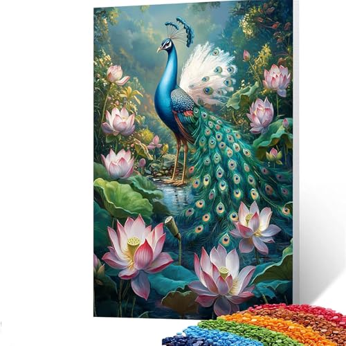 5D Diamond Painting Kinder Blume, Diamond Painting Erwachsene Pfau Bastelset Erwachsene Malen nach Zahlen mit Diamant 60x80cm, Crystal Art Kreatives für Mädchen und Geschenke für Frauen GUUOYUAL181 von GUUOYUAL