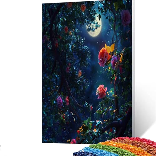 5D Diamond Painting Kinder Blume, Diamond Painting Erwachsene Pflanzen Bastelset Erwachsene Malen nach Zahlen mit Diamant 60 x 80 cm, Crystal Art Kreatives für Mädchen und Geschenke für Frauen GYL174 von GUUOYUAL