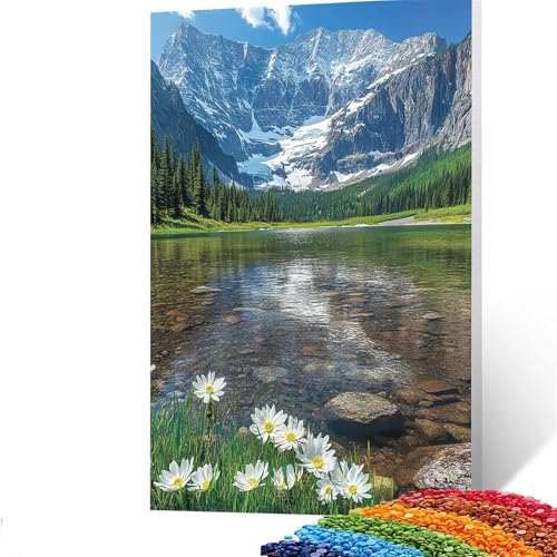 5D Diamond Painting Kinder Blume, Diamond Painting Erwachsene Schneeberg Bastelset Erwachsene Malen nach Zahlen mit Diamant 100 x 135cm,Crystal Art Kreatives für Mädchen und Geschenke für Frauen GYL65 von GUUOYUAL