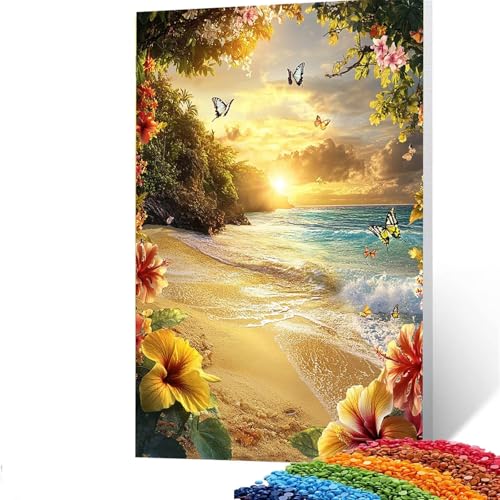 5D Diamond Painting Kinder Blume, Diamond Painting Erwachsene Strand Bastelset Erwachsene Malen nach Zahlen mit Diamant 70x95cm, Crystal Art Kreatives für Mädchen,Geschenke für Frauen,Wand Deko 9/3785 von GUUOYUAL