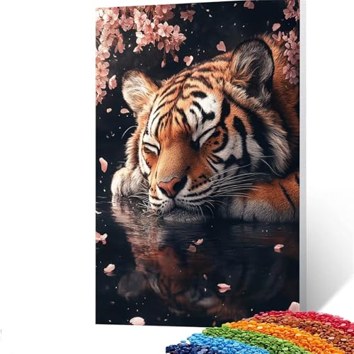 5D Diamond Painting Kinder Blume, Diamond Painting Erwachsene Tiger Bastelset Erwachsene Malen nach Zahlen mit Diamant 80x110cm, Crystal Art Kreatives für Mädchen und Geschenke für Frauen GYL741 von GUUOYUAL