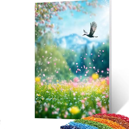 5D Diamond Painting Kinder Blume, Diamond Painting Erwachsene Vögel Bastelset Erwachsene Malen nach Zahlen mit Diamant 60x80cm, Crystal Art Kreatives für Mädchen und Geschenke für Frauen GYL389 von GUUOYUAL