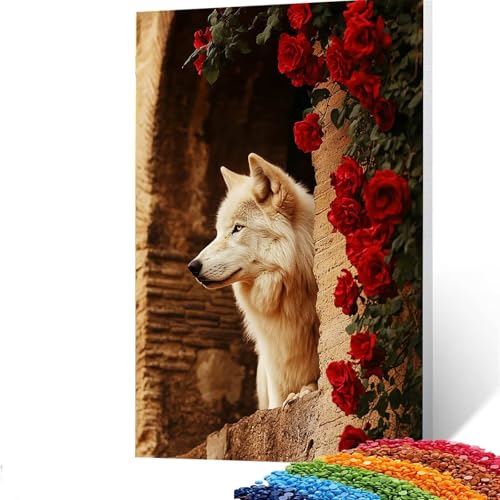 5D Diamond Painting Kinder Blume, Diamond Painting Erwachsene Wolf Bastelset Erwachsene Malen nach Zahlen mit Diamant 70x95cm, Crystal Art Kreatives für Mädchen, Geschenke für Frauen, Wand Deko 4/3935 von GUUOYUAL