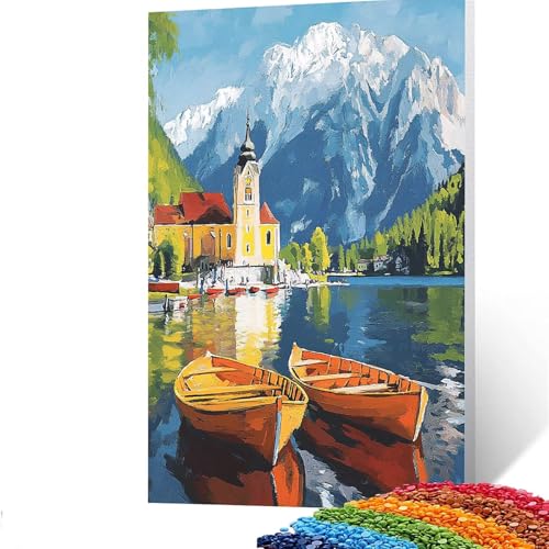 5D Diamond Painting Kinder Boot, Diamond Painting Erwachsene Landschaft Bastelset Erwachsene Malen nach Zahlen mit Diamant 40 x 55 CM, Crystal Art Kreatives für Mädchen und Geschenke für Frauen GYL502 von GUUOYUAL