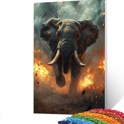 5D Diamond Painting Kinder Elefant, Diamond Painting Erwachsene Tier Bastelset Erwachsene Malen nach Zahlen mit Diamant 30x40CM, Crystal Art Kreatives für Mädchen,Geschenke für Frauen,Wand Deko F/4291 von GUUOYUAL