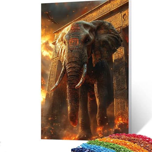 5D Diamond Painting Kinder Elefant, Diamond Painting Erwachsene Tier Bastelset Erwachsene Malen nach Zahlen mit Diamant 60 x 80 CM, Crystal Art Kreatives für Mädchen und Geschenke für Frauen GYL189 von GUUOYUAL