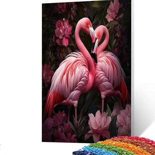 5D Diamond Painting Kinder Flamingo, Diamond Painting Erwachsene Blume Bastelset Erwachsene Malen nach Zahlen mit Diamant 30 x 40 cm, Crystal Art Kreatives für Mädchen und Geschenke für Frauen GYL641 von GUUOYUAL