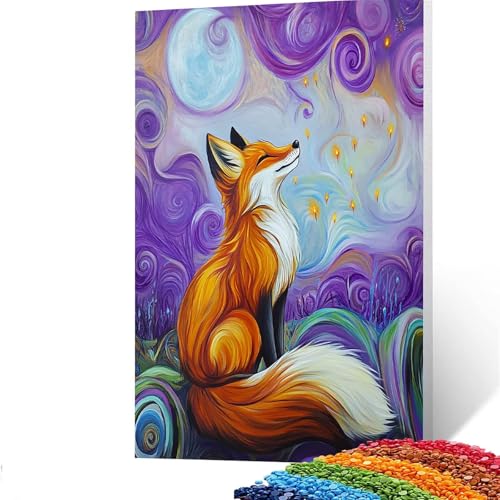 5D Diamond Painting Kinder Fuchs, Diamond Painting Erwachsene Tier Bastelset Erwachsene Malen nach Zahlen mit Diamant 30x40cm, Crystal Art Kreatives für Mädchen und Geschenke für Frauen GUUOYUAL978 von GUUOYUAL