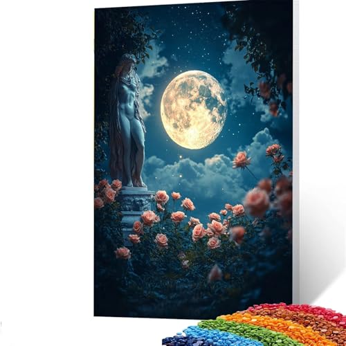 5D Diamond Painting Kinder Griechische Steinskulptur, DIY Diamant Painting Bilder Mond, Bastelset Erwachsene Enthält Ein Komplettes Set Diamond Painting Zubehör 30x40CM für Geschenk für Frauen 2/672-1 von GUUOYUAL