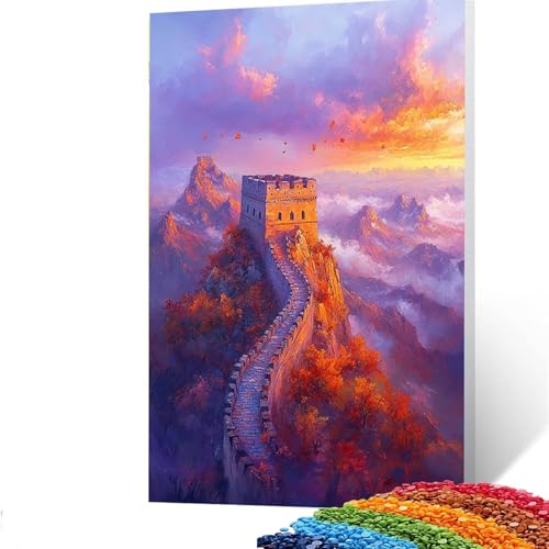 5D Diamond Painting Kinder Große Mauer, DIY Diamant Painting Bilder Baum, Bastelset Erwachsene Enthält Ein Komplettes Set Diamond Painting Zubehör 30x40CM, Deko Wohnzimmer, Geschenk für Frauen 3/6571 von GUUOYUAL