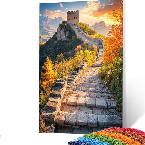 5D Diamond Painting Kinder Große Mauer, DIY Diamant Painting Bilder Landschaft, Bastelset Erwachsene Enthält Ein Komplettes Set Diamond Painting Zubehör 40x55cm, Deko Wohnzimmer, Geschenk Q/6582 von GUUOYUAL