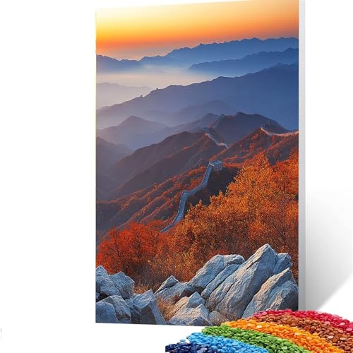 5D Diamond Painting Kinder Große Mauer, Diamond Painting Erwachsene Berg Bastelset Erwachsene Malen nach Zahlen mit Diamant 30x40CM,Crystal Art Kreatives für Mädchen,Geschenke für Frauen,Wand Deko W/6 von GUUOYUAL