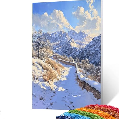 5D Diamond Painting Kinder Große Mauer, Diamond Painting Erwachsene Schneeszene Bastelset Erwachsene Malen nach Zahlen mit Diamant 100x135cm,Crystal Art Kreatives für Mädchen,Geschenke für Frauen H/65 von GUUOYUAL