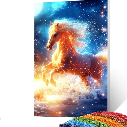 5D Diamond Painting Kinder Horse, Diamond Painting Erwachsene Tier Bastelset Erwachsene Malen nach Zahlen mit Diamant 30x40cm, Crystal Art Kreatives für Mädchen und Geschenke für Frauen GUUOYUAL319 von GUUOYUAL