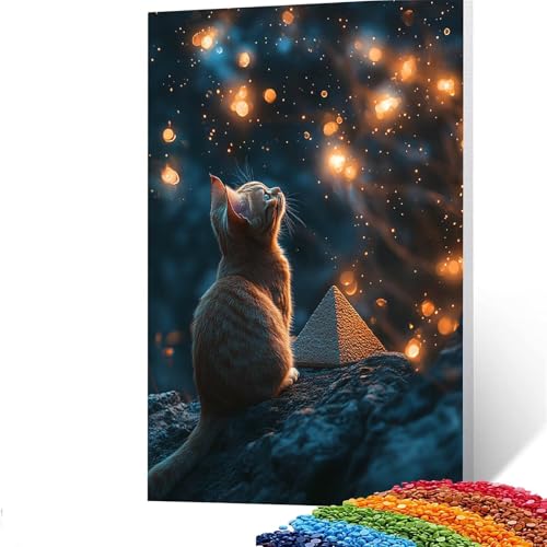 5D Diamond Painting Kinder Katze, Diamond Painting Erwachsene Tier Bastelset Erwachsene Malen nach Zahlen mit Diamant 100 x 135 cm, Crystal Art Kreatives für Mädchen und Geschenke für Frauen GYL202 von GUUOYUAL